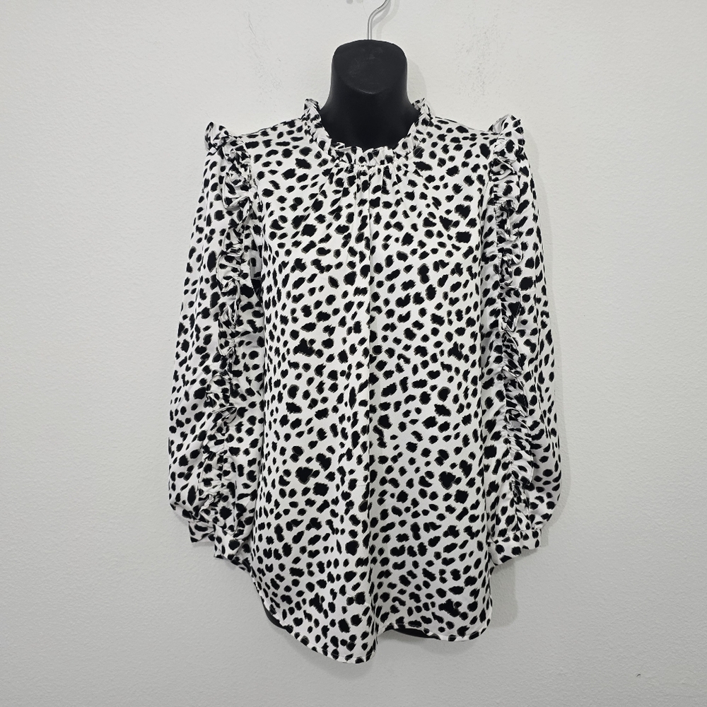 J. Crew Ruffle Sleeve Top Leopard Crepe